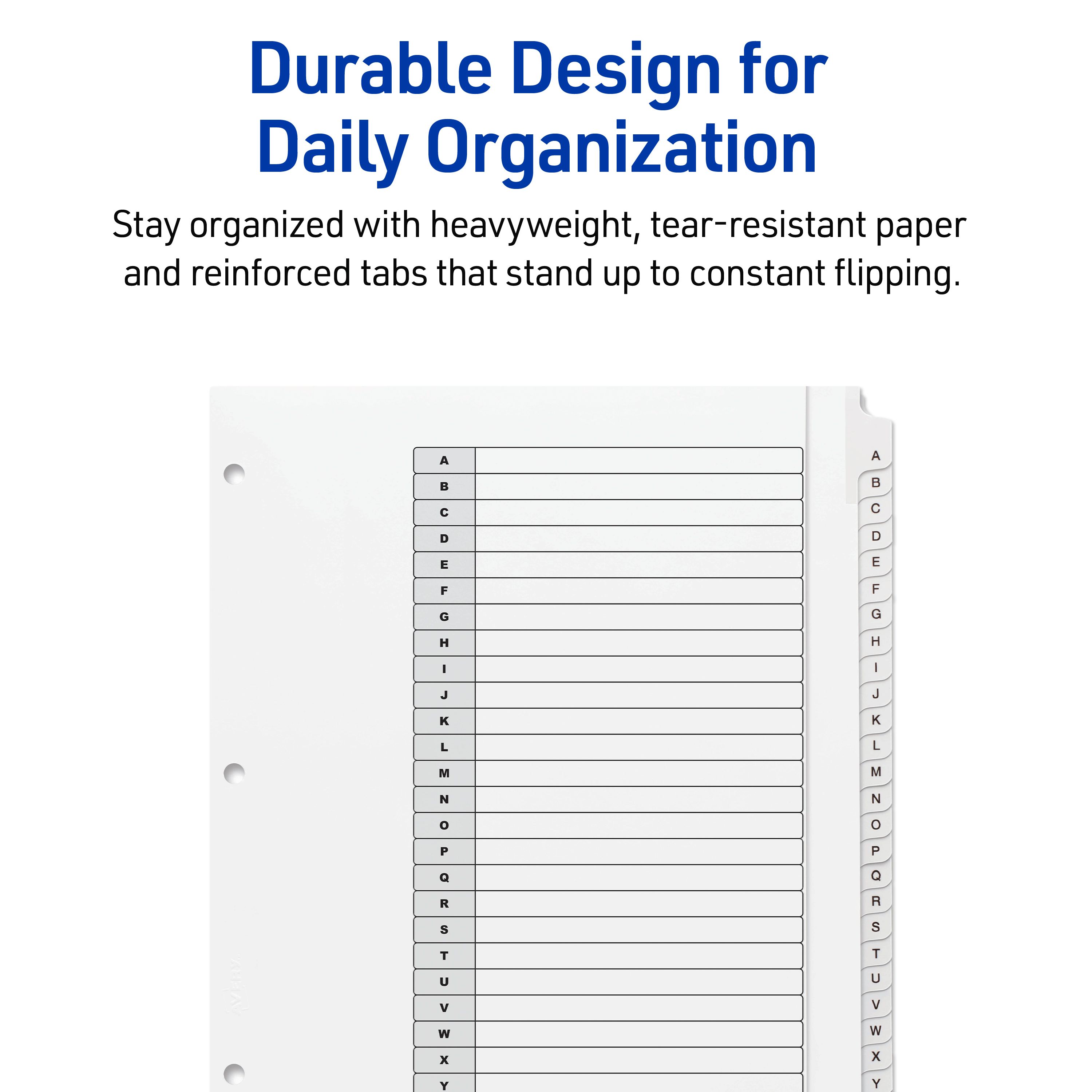 Ready Index® Extra-Wide A-Z Dividers, 26 Tabs 11166 | Avery